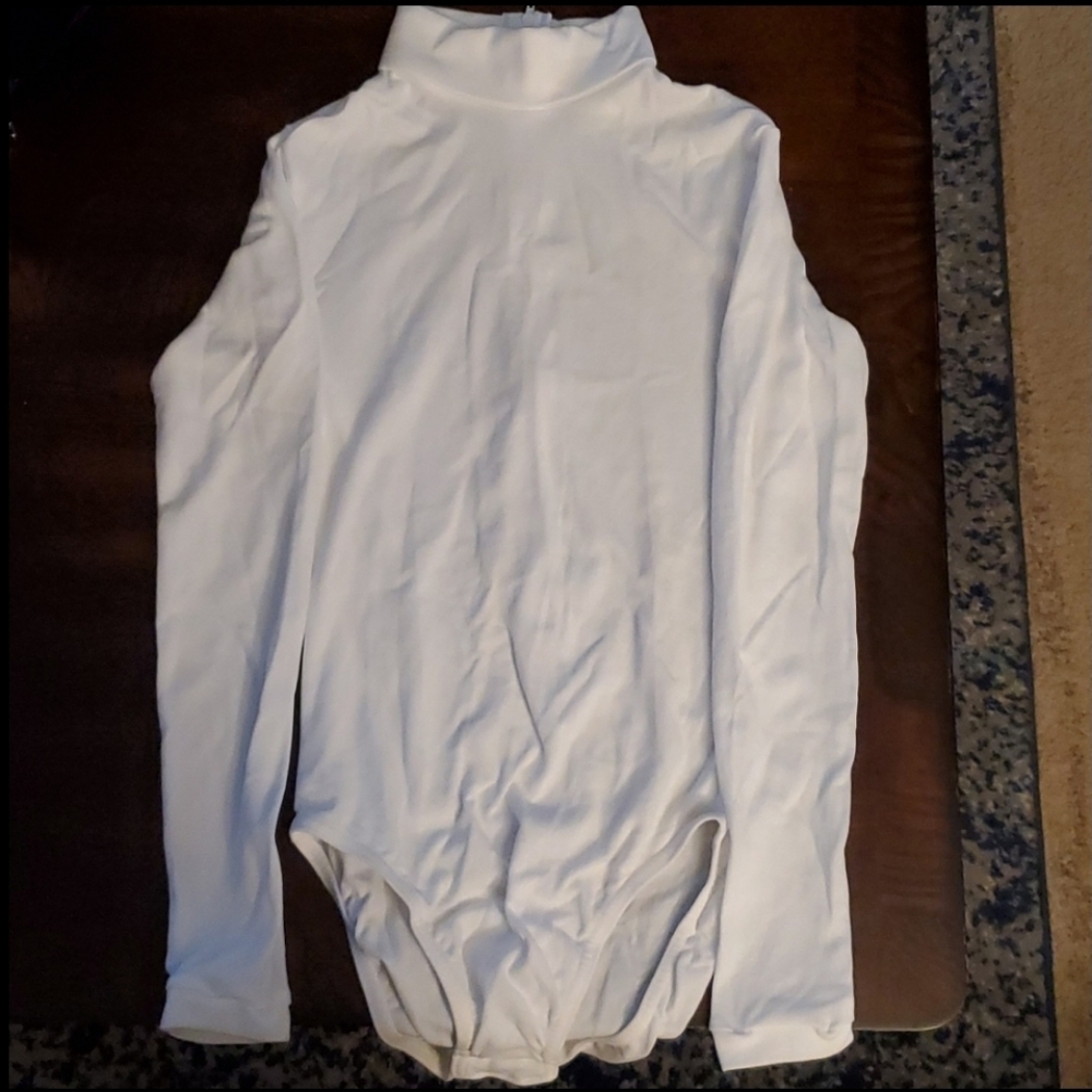 Chasse White Long Sleeve Turtleneck Bodysuit